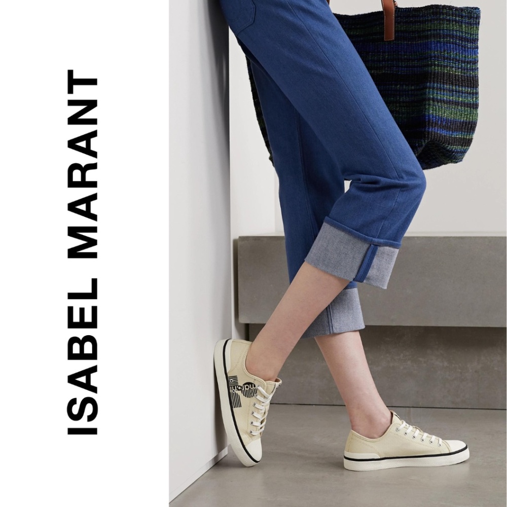 Isabel Marant Cotton Binkooh Sneakers in Cream, Size US 5.5